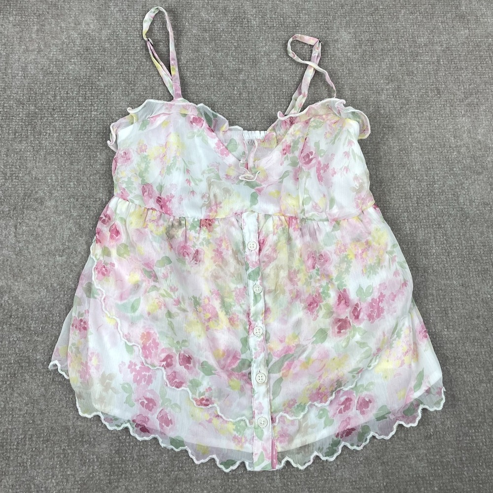 Hollister Easy Chiffon Babydoll Top Womens XS Multicolor Floral Stretch Strap